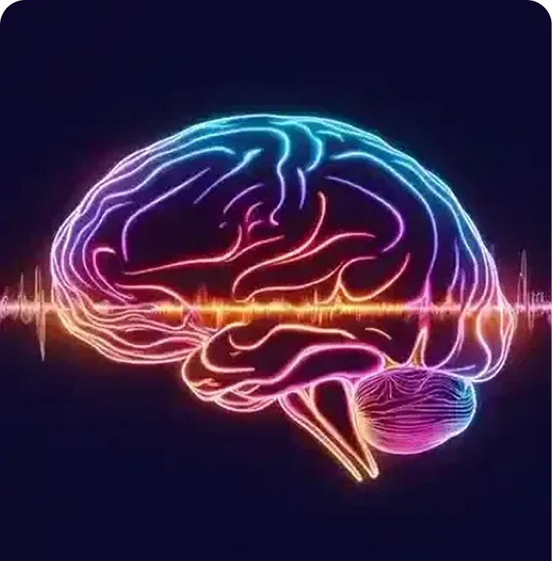 Neon brain with heartbeat line