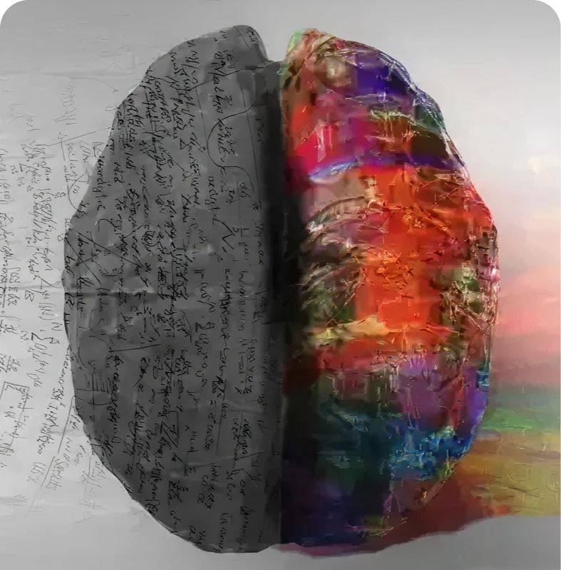 Creative and logical brain depiction