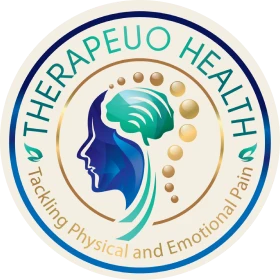 Therapeuo Health logo with brain design